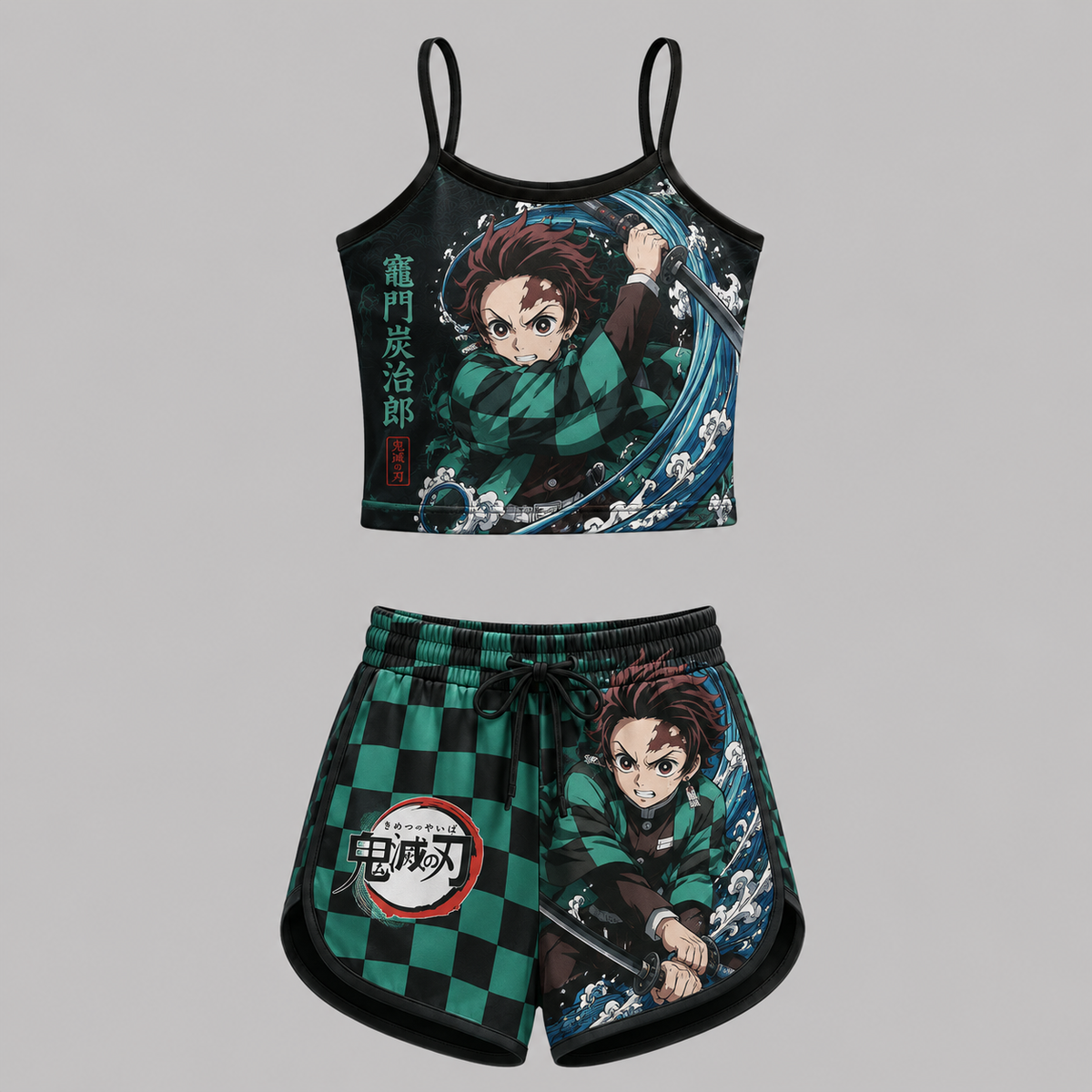 Demon Slayer Anime Shorts and Crop Top Set