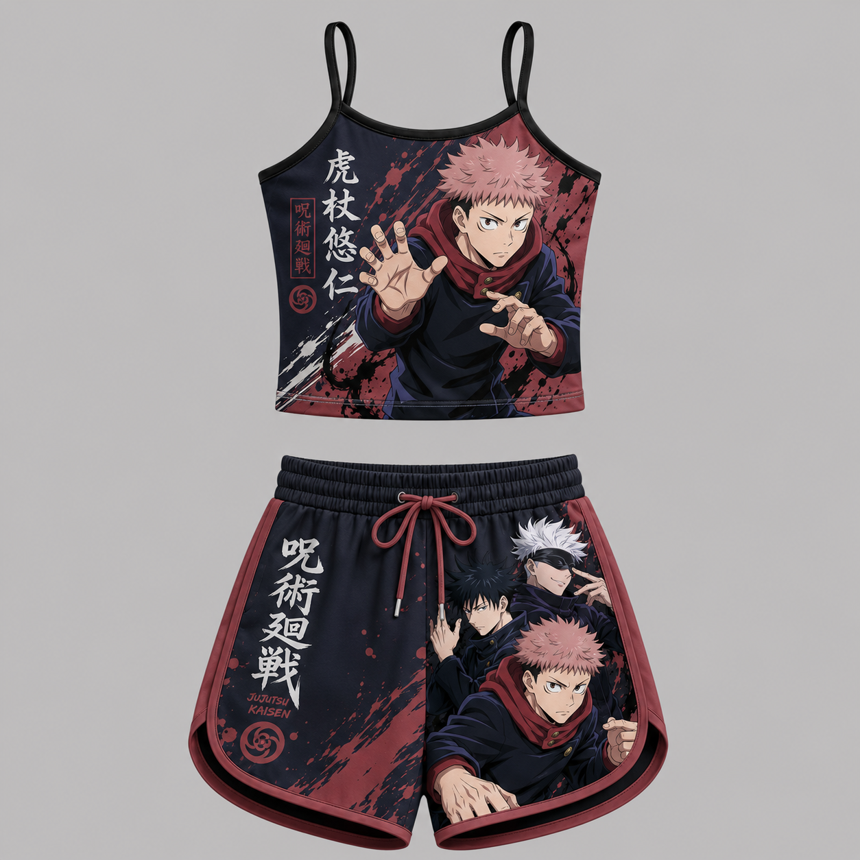 Jujutsu Kaisen Anime Shorts and Crop Top Set