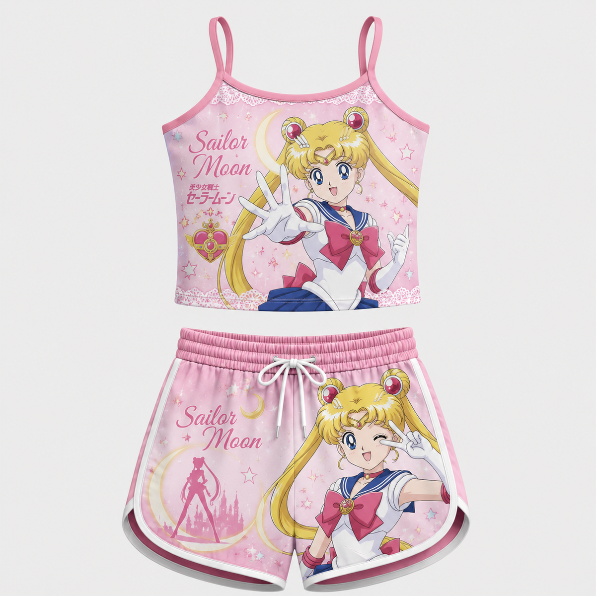 Sailor Moon Anime Shorts and Crop Top Set