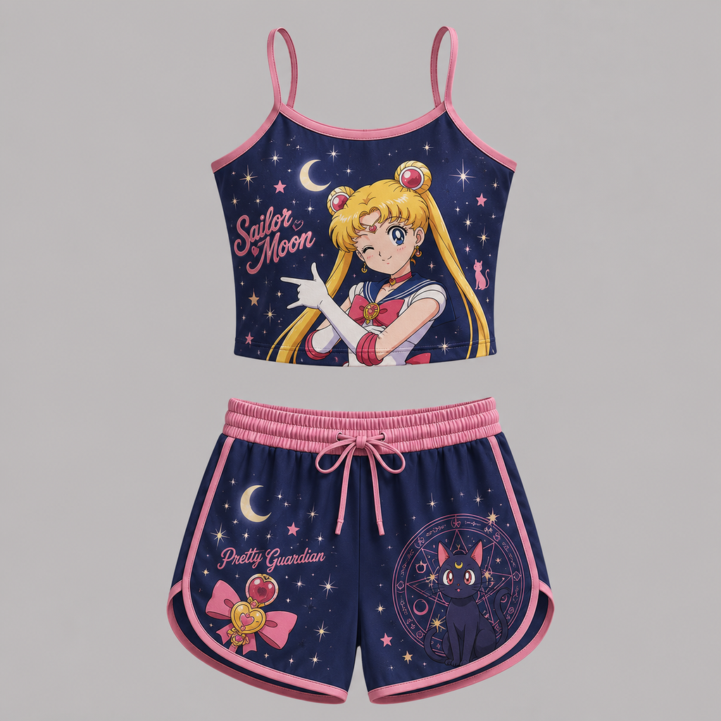 Sailor Moon Anime Shorts and Crop Top Set