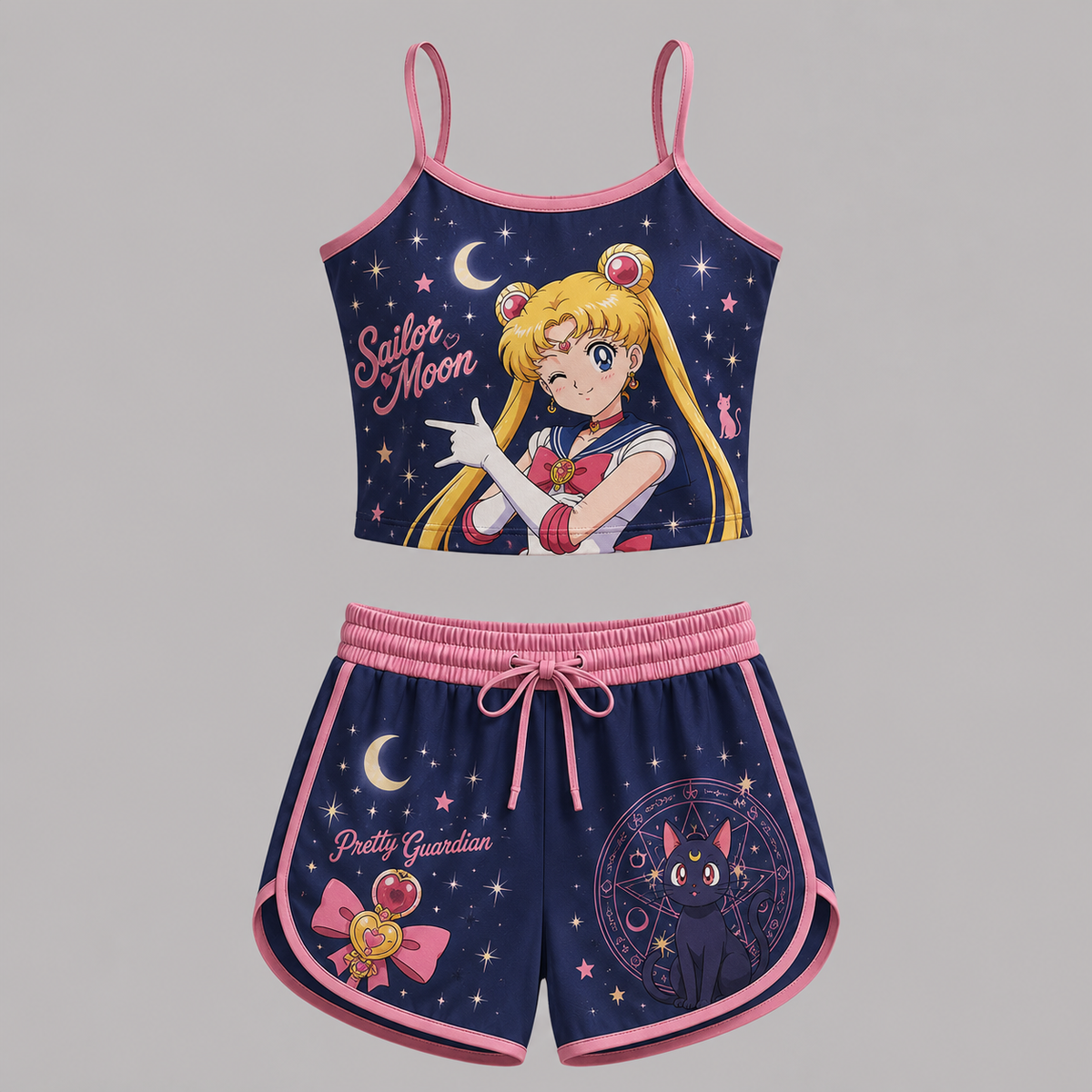 Sailor Moon Anime Shorts and Crop Top Set