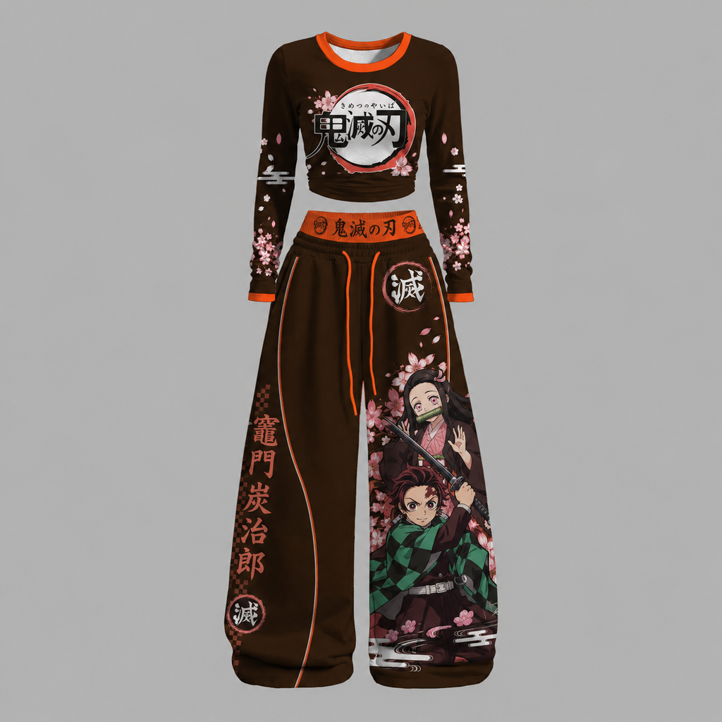 Demon Slayer Long-sleeved double-layer stretch pants set