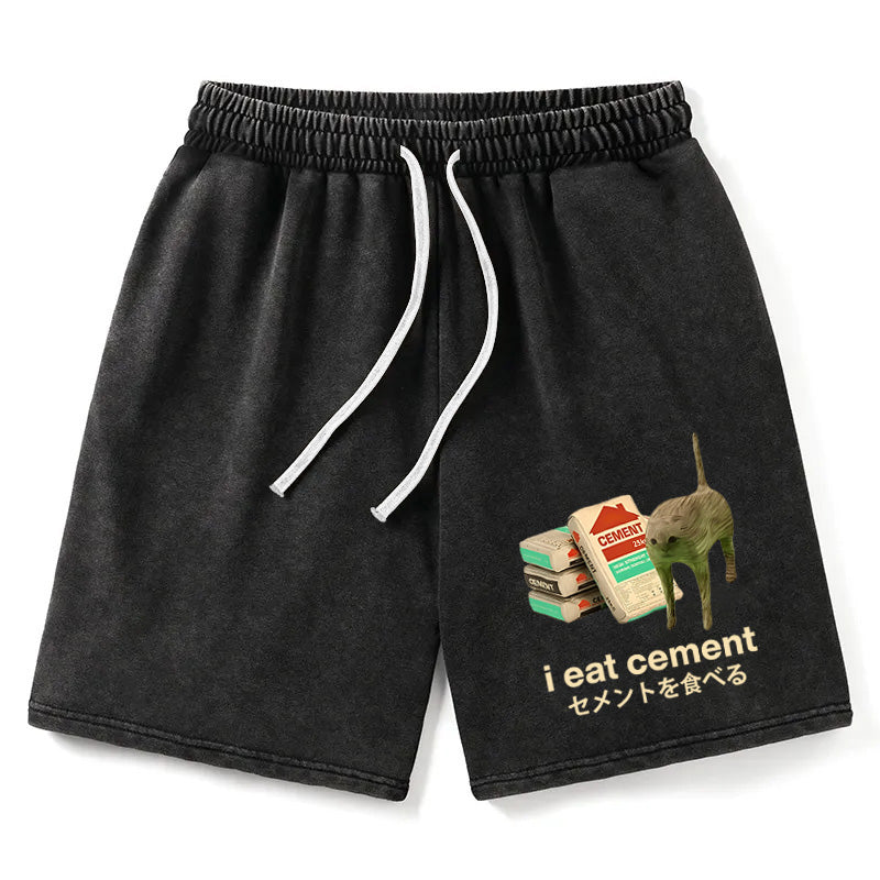 Animescollection I Eat Cement Washed Shorts