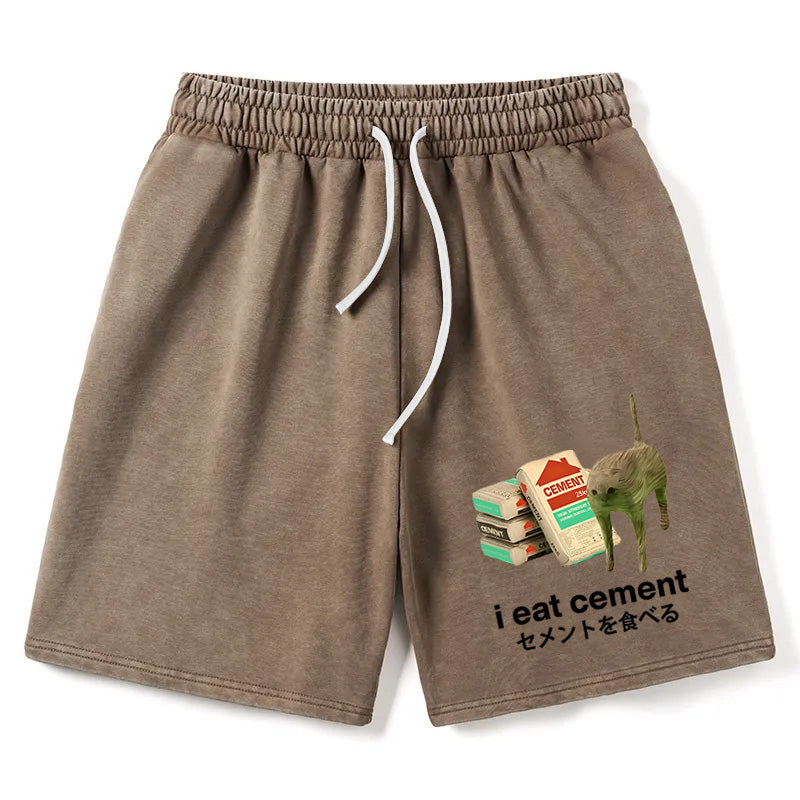 Animescollection I Eat Cement Washed Shorts
