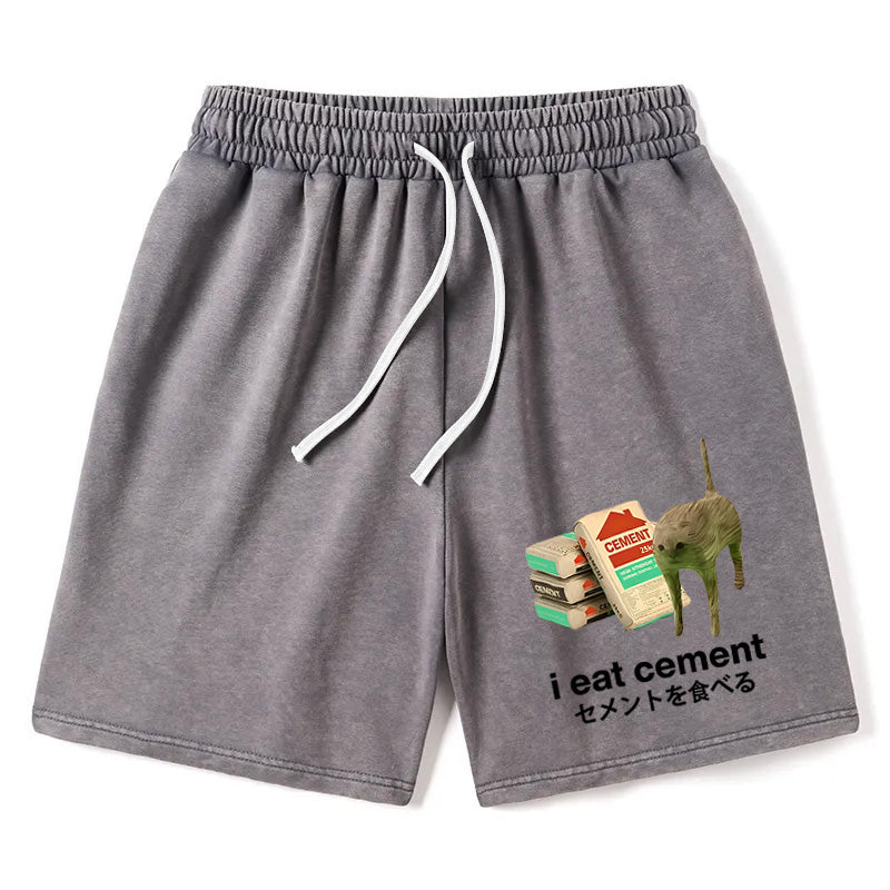 Animescollection I Eat Cement Washed Shorts