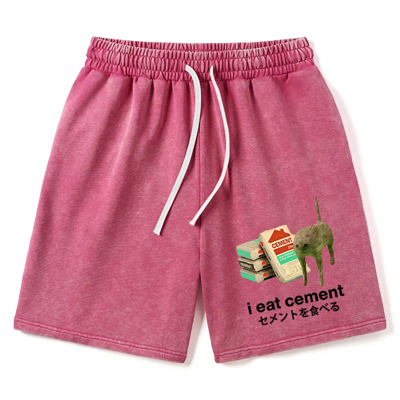 Animescollection I Eat Cement Washed Shorts