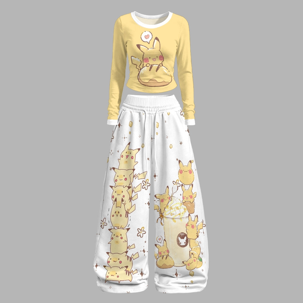 Pokémon Long-sleeved double-layer stretch pants set