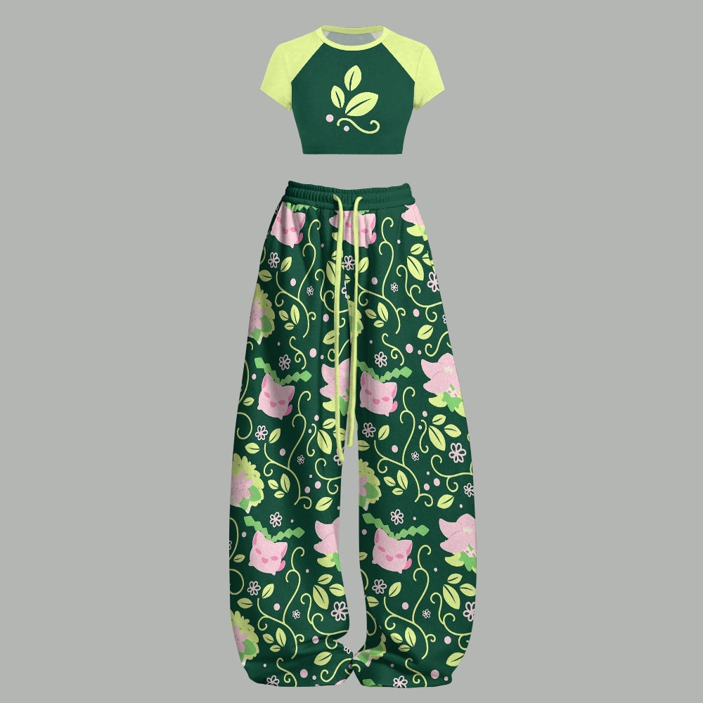 Pokémon Women's Crop Top and Elastic Waist Pants Set