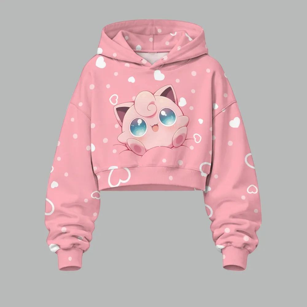Pokémon Women's Cropped Long Sleeve Hoodie & High Waist Jogger Pants Two Piece Tracksuit Set