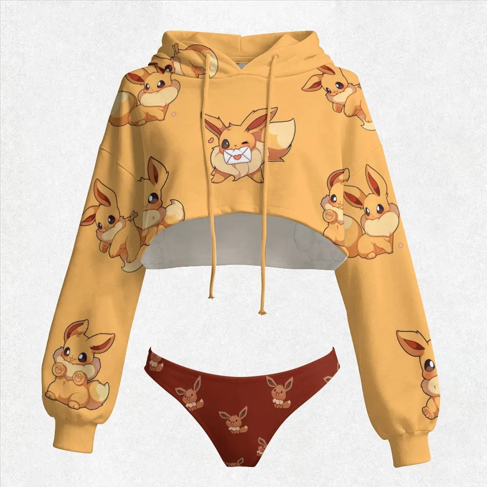 "Pokémon" Women's Cropped Hoodie & Thong Sets