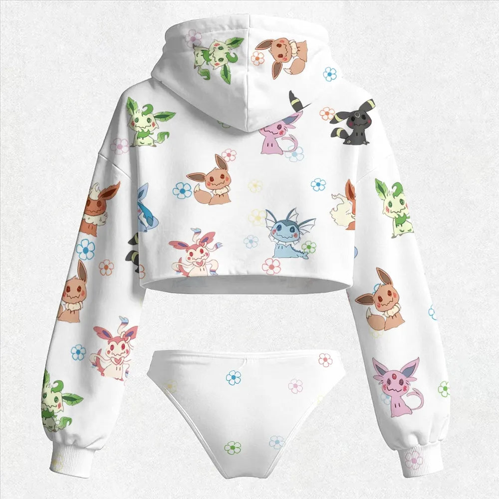 "Pokémon" Women's Cropped Hoodie & Thong Sets