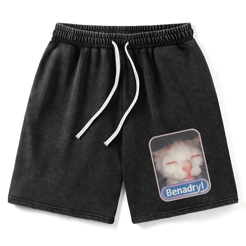 Animescollection Benadryl Meme Cat Washed Shorts