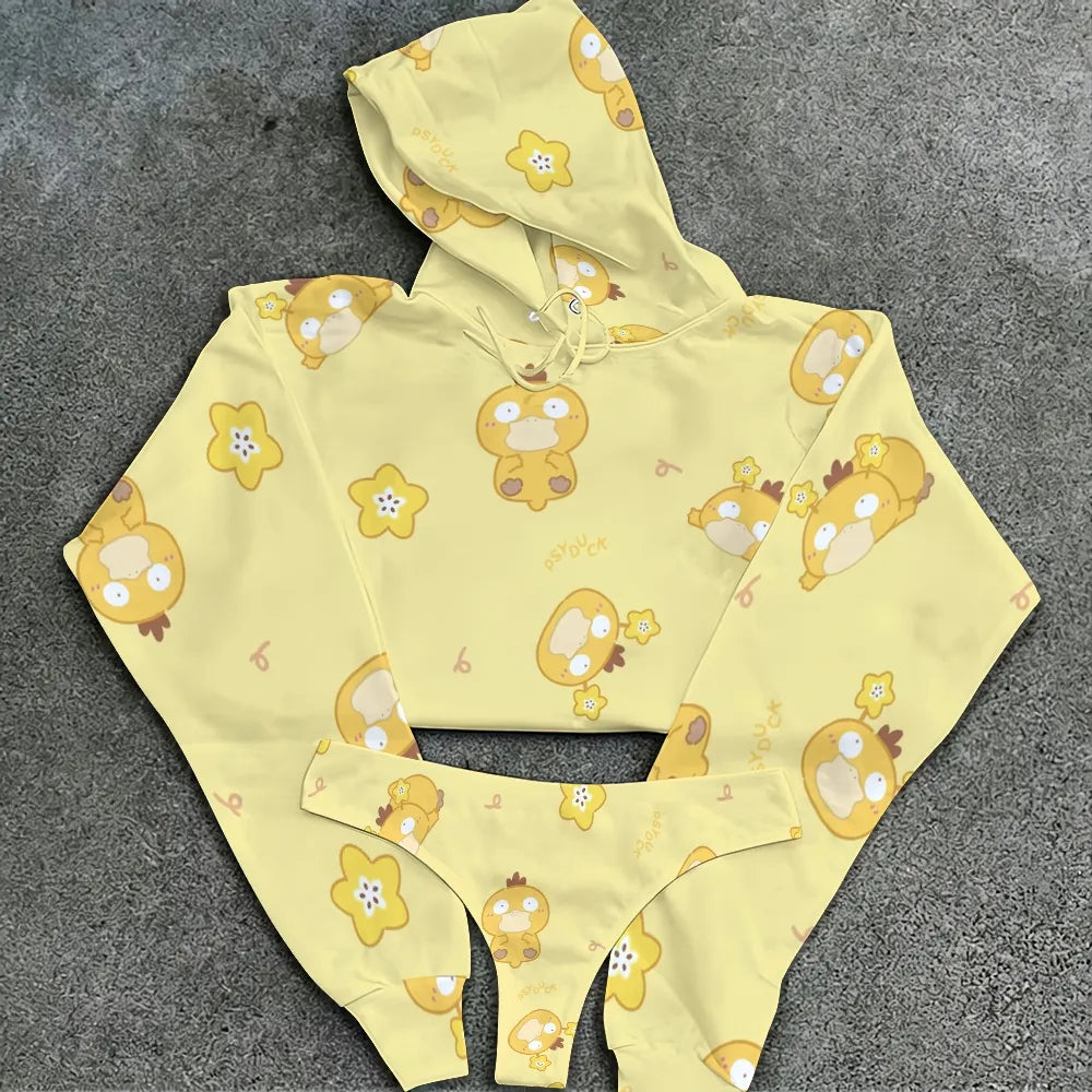 "Pokémon" Women's Cropped Hoodie & Thong Sets