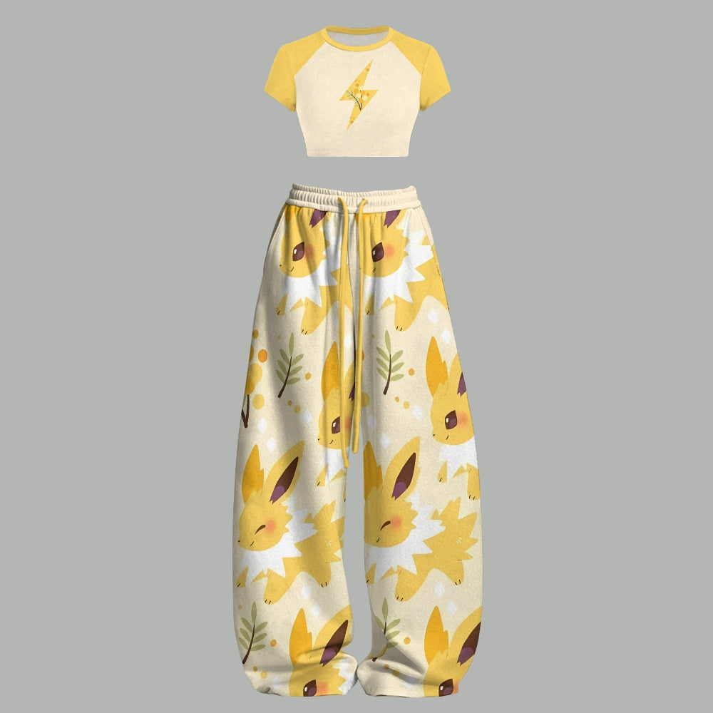 Pokémon Women's Crop Top and Elastic Waist Pants Set