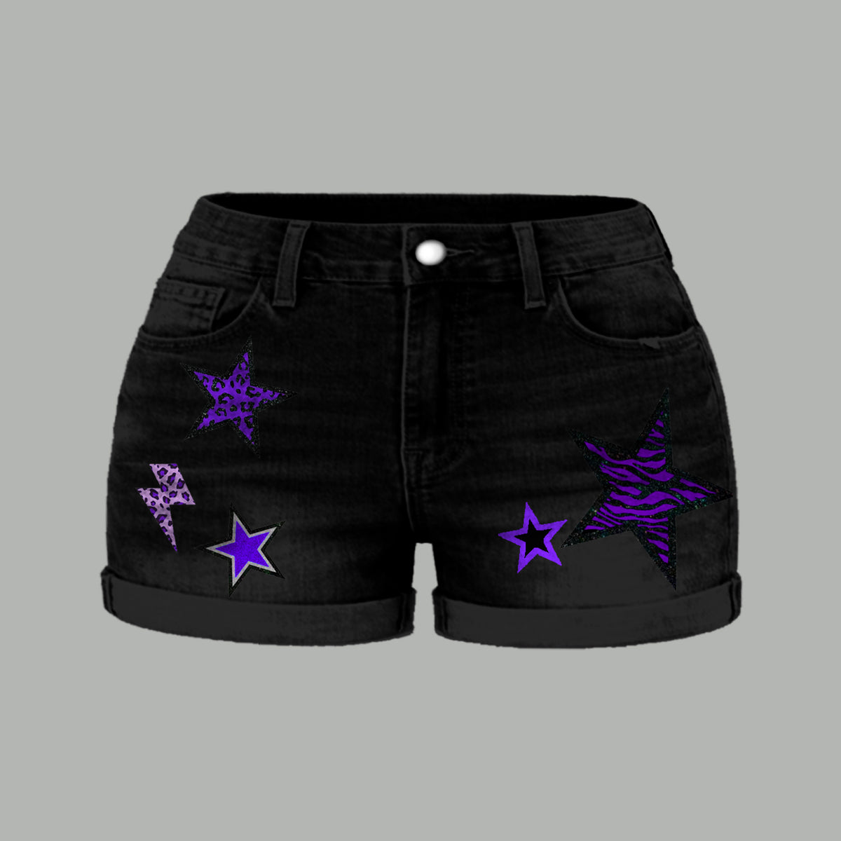 Baltimore Ravens X Pokémon Bodysuit  & Stretch Black Denim Shorts Two-Piece Set