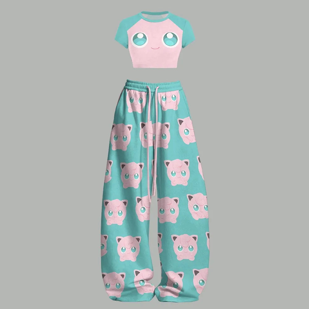 Pokémon Women's Crop Top and Elastic Waist Pants Set