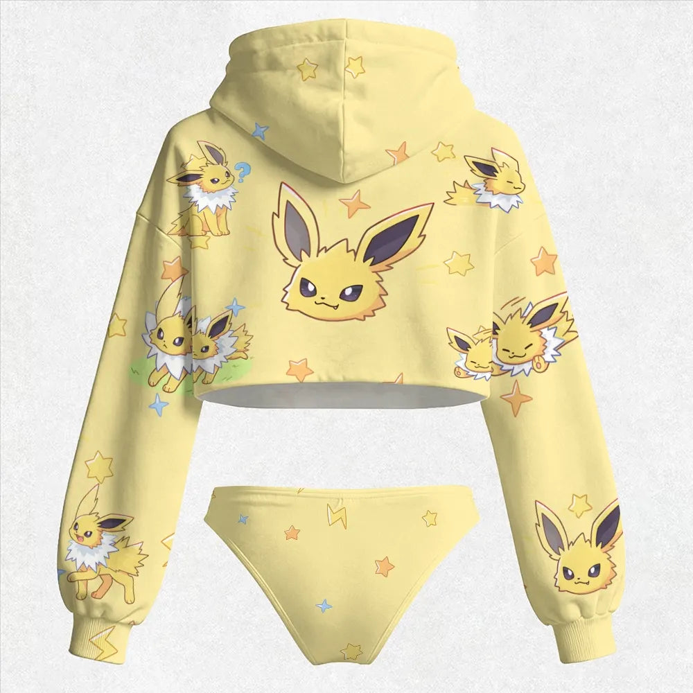 "Pokémon" Women's Cropped Hoodie & Thong Sets