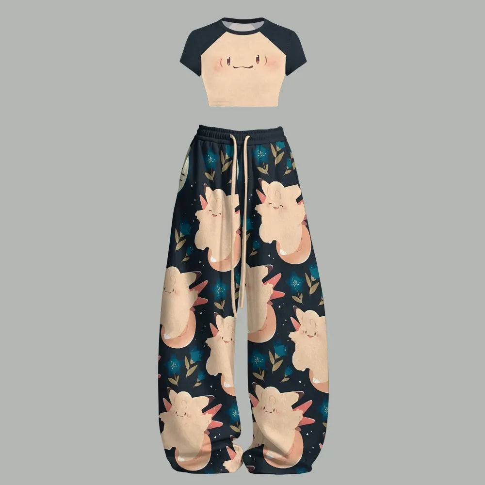 Pokémon Women's Crop Top and Elastic Waist Pants Set