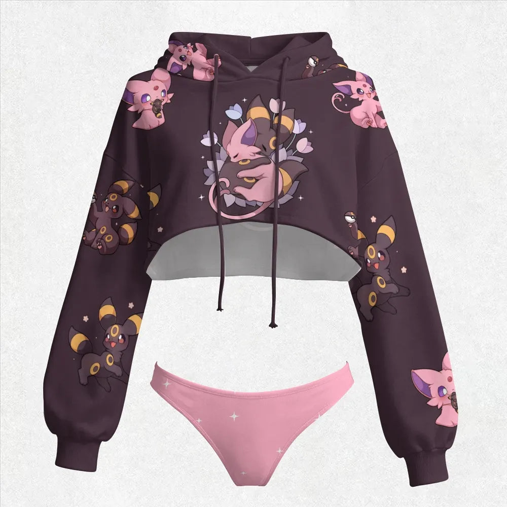 "Pokémon" Women's Cropped Hoodie & Thong Sets