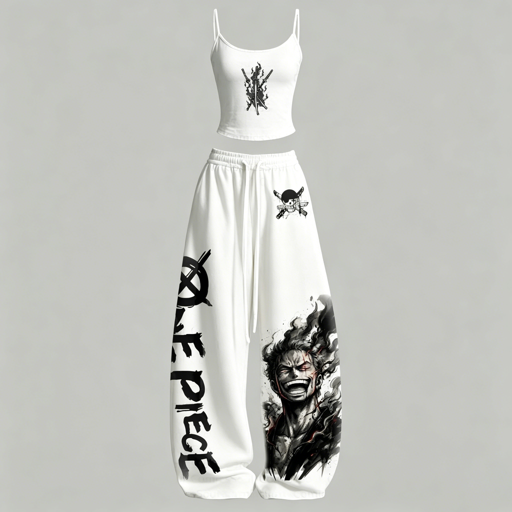 Animescollection One Piece Top & Elasticated Trousers Two-Piece Set