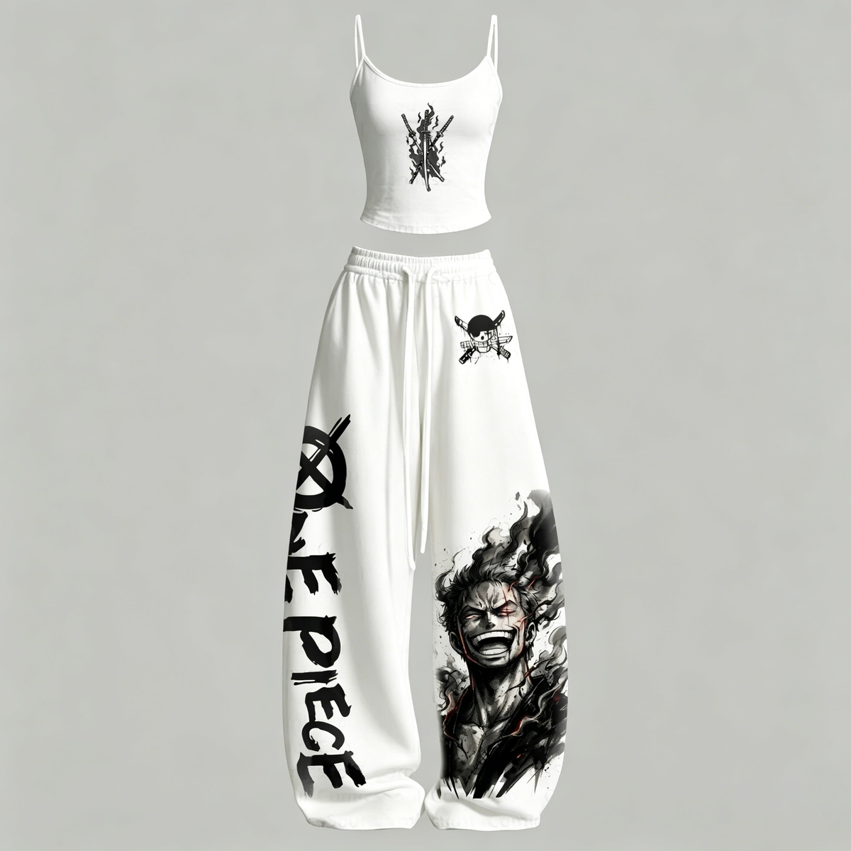 Animescollection One Piece Top & Elasticated Trousers Two-Piece Set