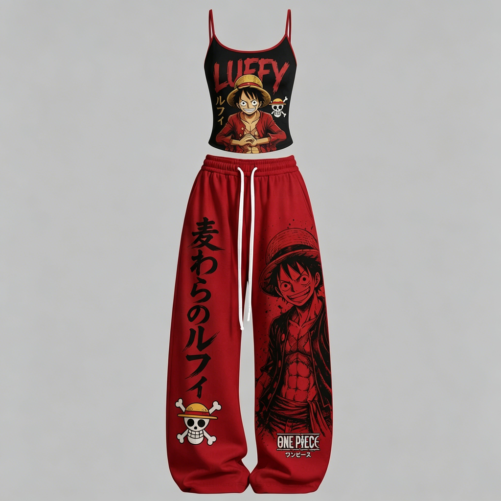 Animescollection One Piece Top & Elasticated Trousers Two-Piece Set