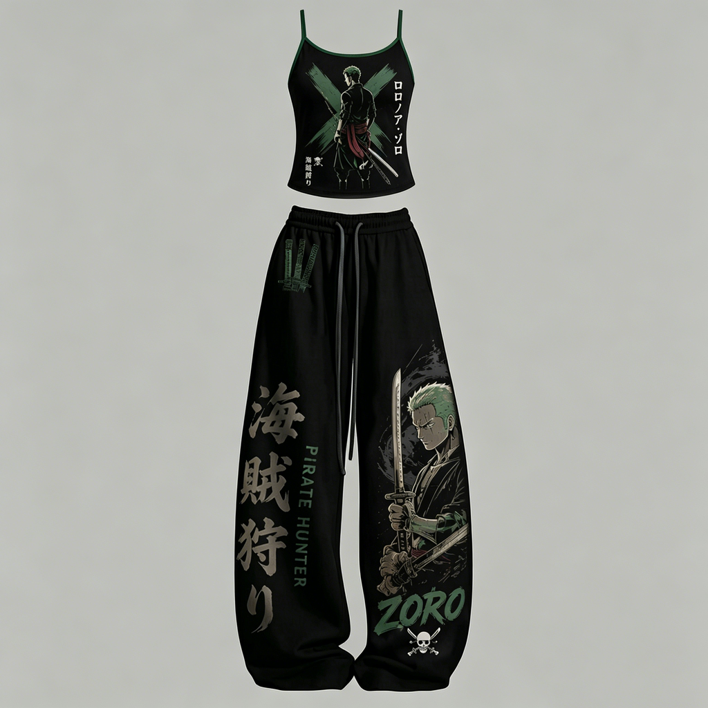 Animescollection One Piece Top & Elasticated Trousers Two-Piece Set