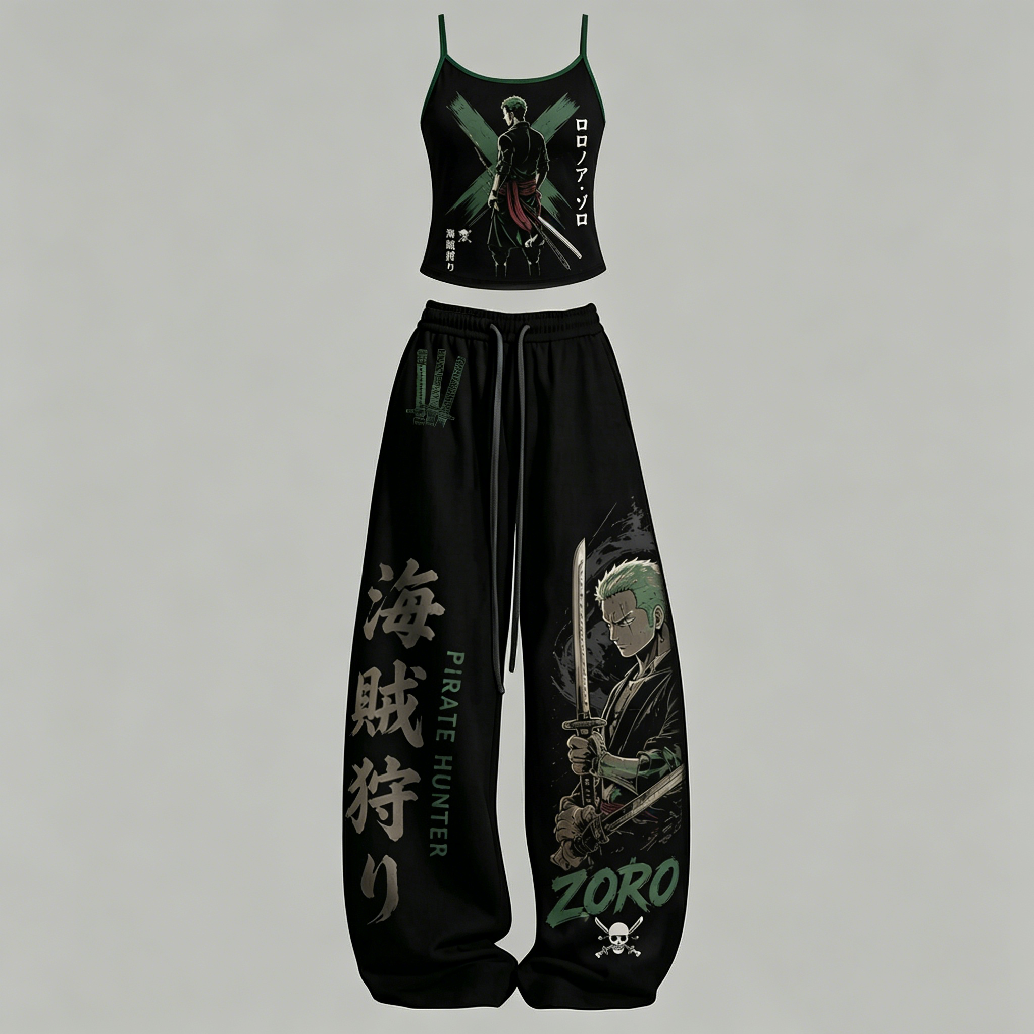 Animescollection One Piece Top & Elasticated Trousers Two-Piece Set