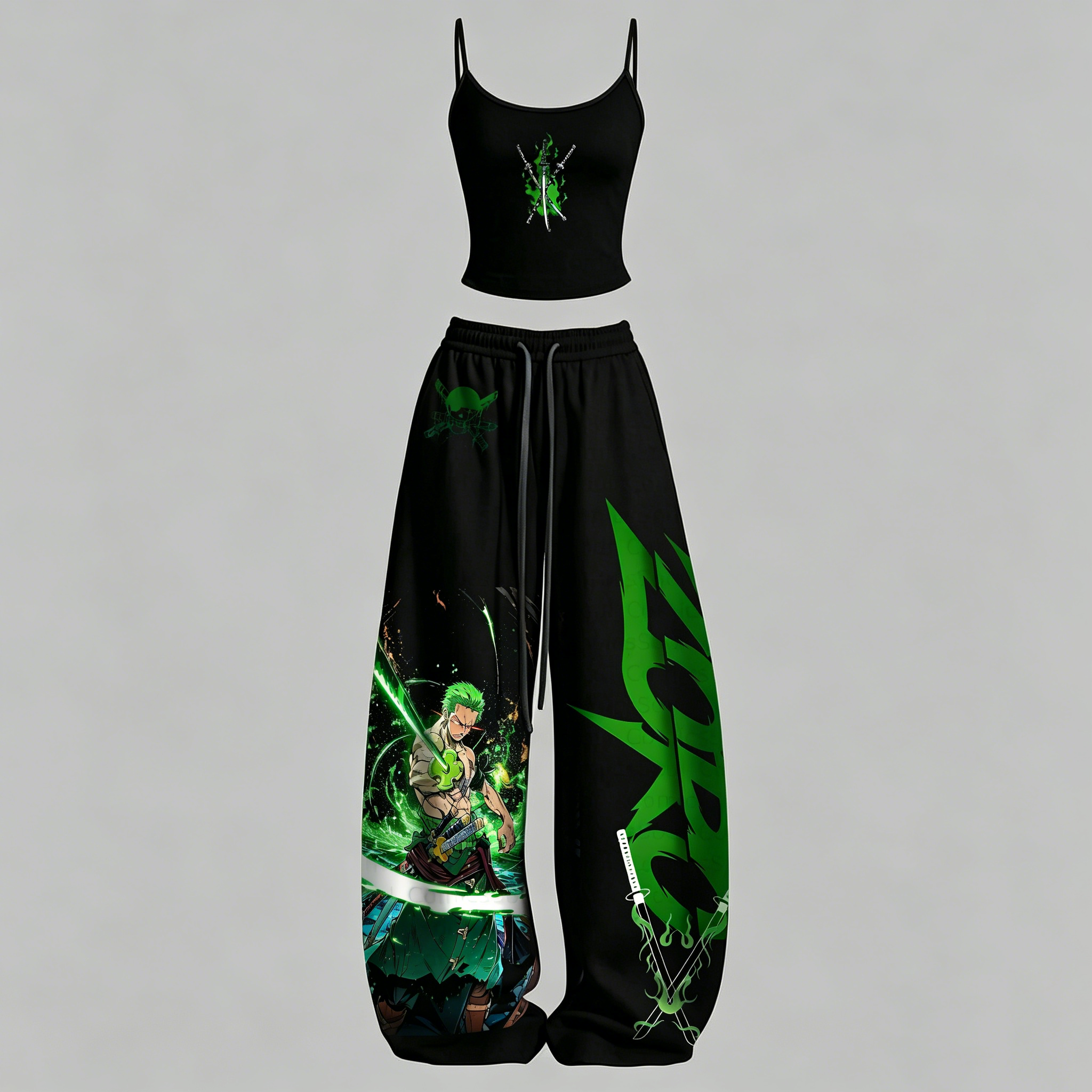 Animescollection One Piece Top & Elasticated Trousers Two-Piece Set