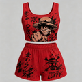 Animescollection One Piece Vest and shorts Two-Piece Set