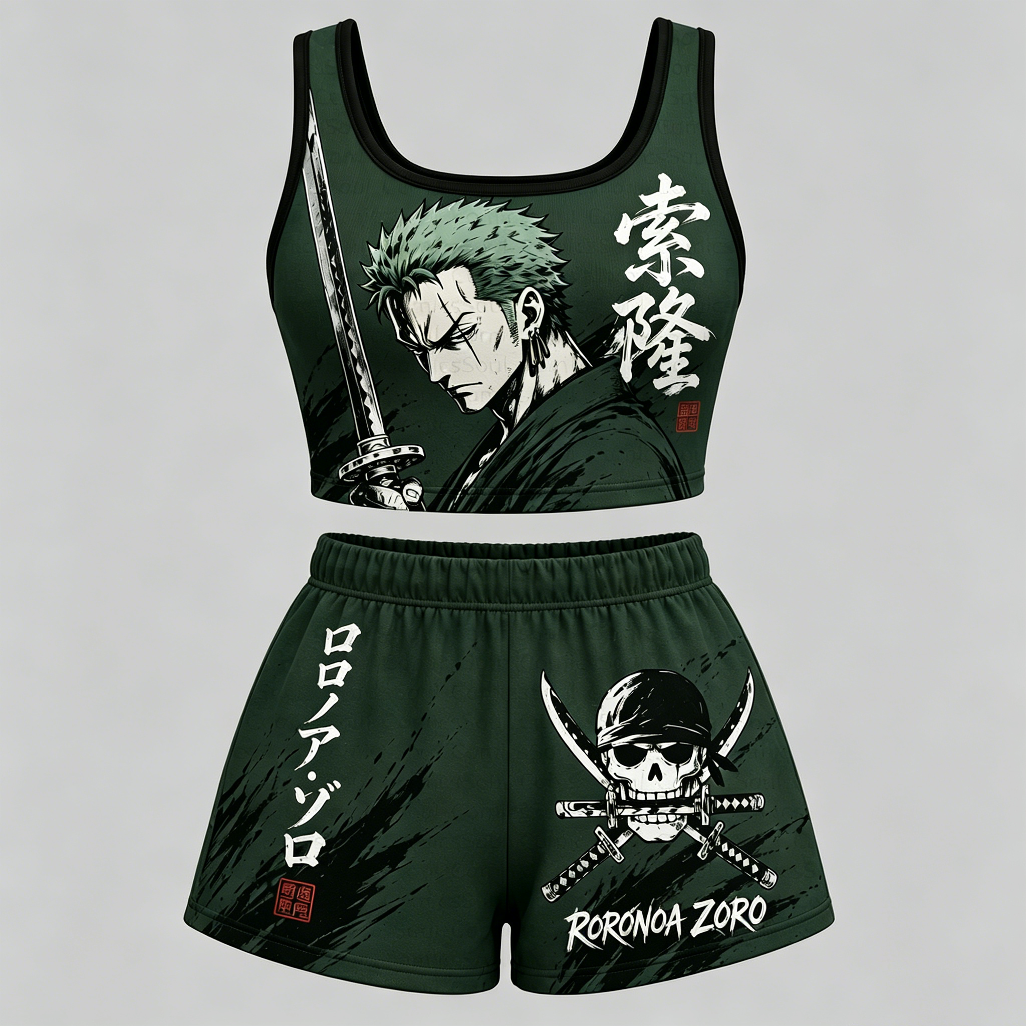 Animescollection One Piece Vest and shorts Two-Piece Set