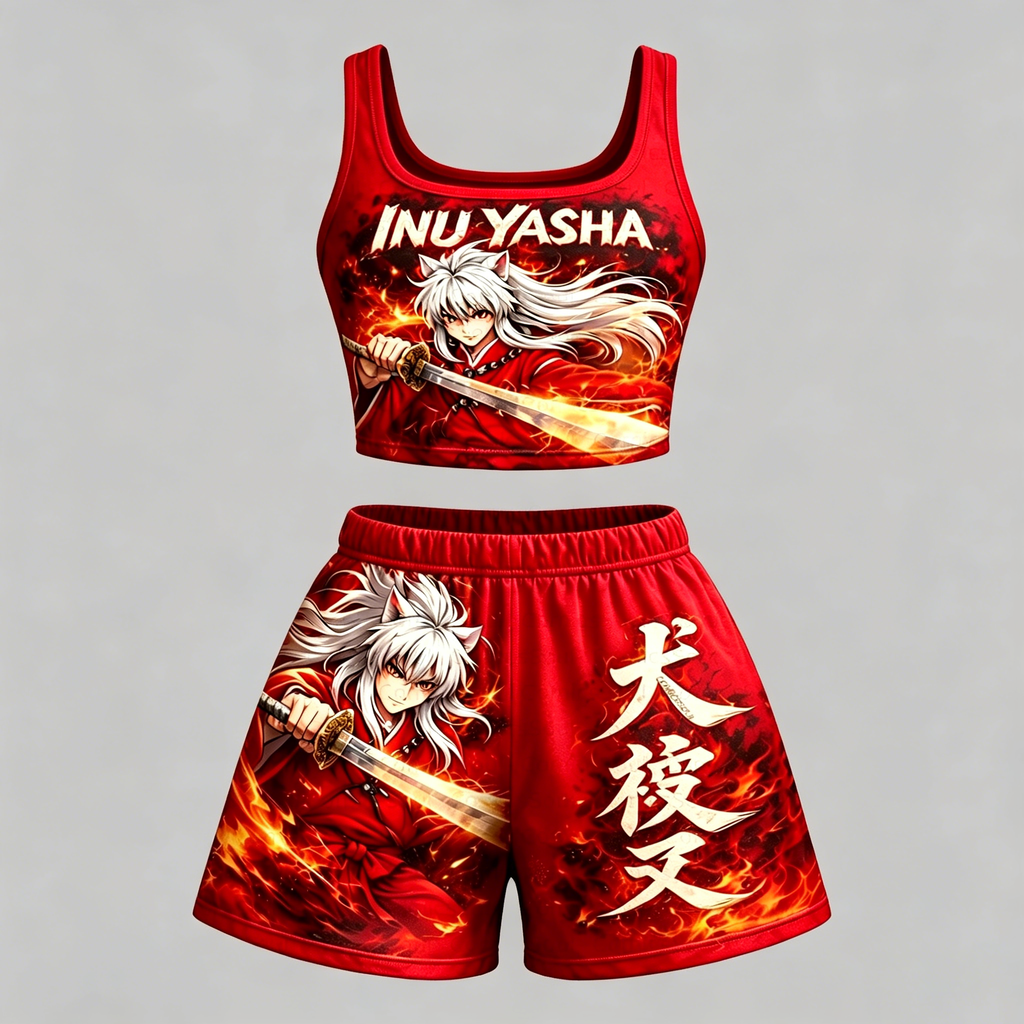 Animescollection Inuyasha Vest and shorts Two-Piece Set