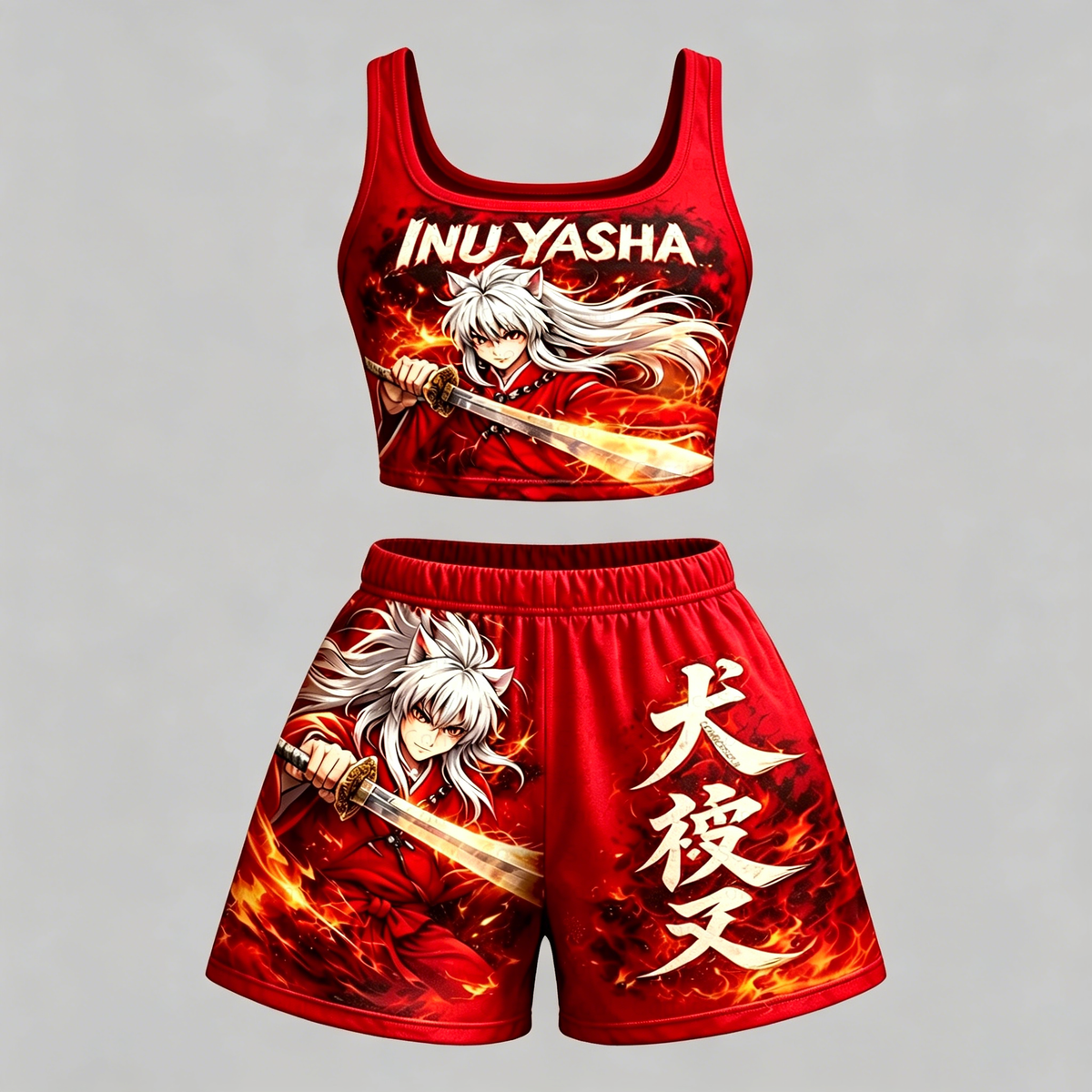 Animescollection Inuyasha Vest and shorts Two-Piece Set