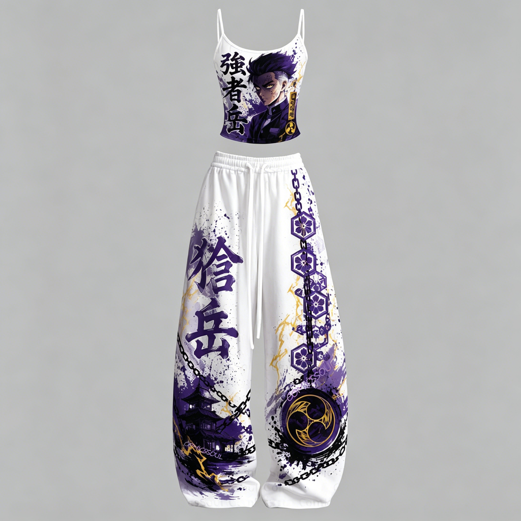 Demon Slayer Top & Elasticated Trousers Two-Piece Set