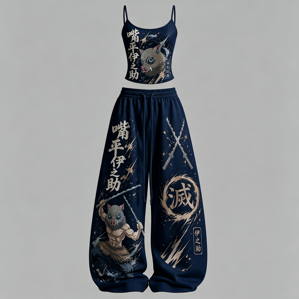 Demon Slayer Top & Elasticated Trousers Two-Piece Set