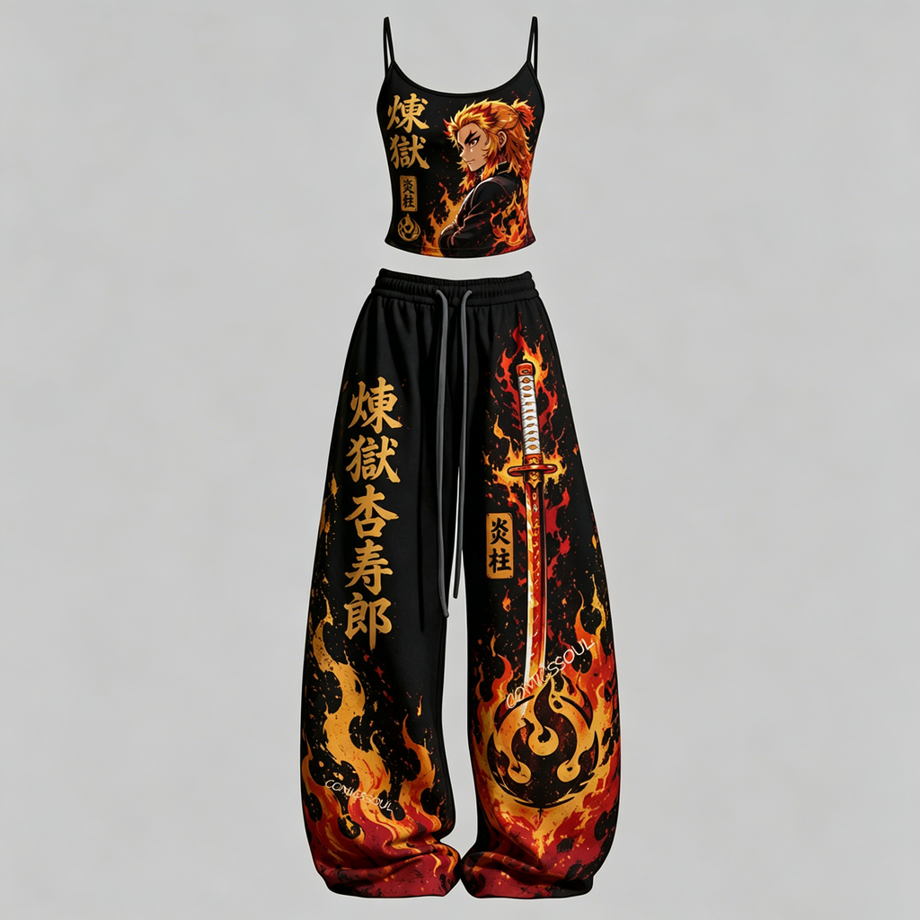 Demon Slayer Top & Elasticated Trousers Two-Piece Set