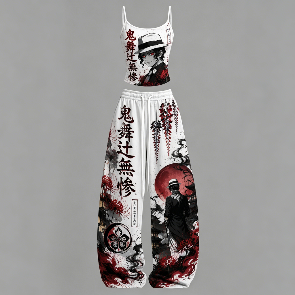 Demon Slayer Top & Elasticated Trousers Two-Piece Set