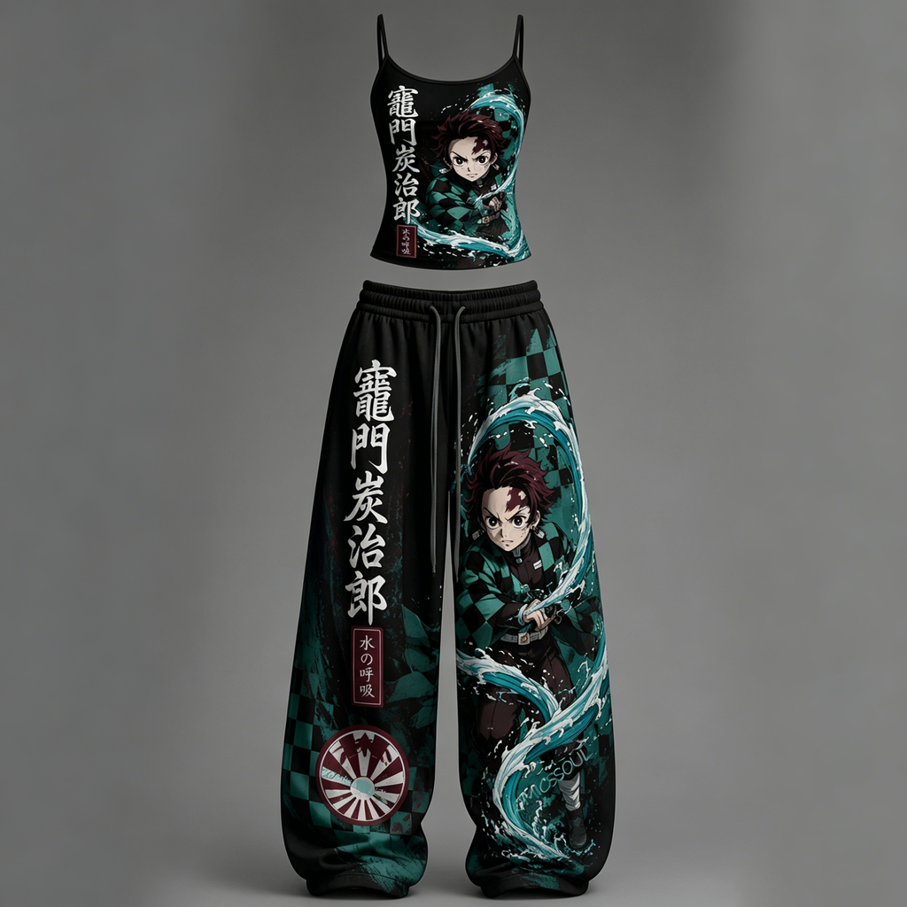 Demon Slayer Top & Elasticated Trousers Two-Piece Set