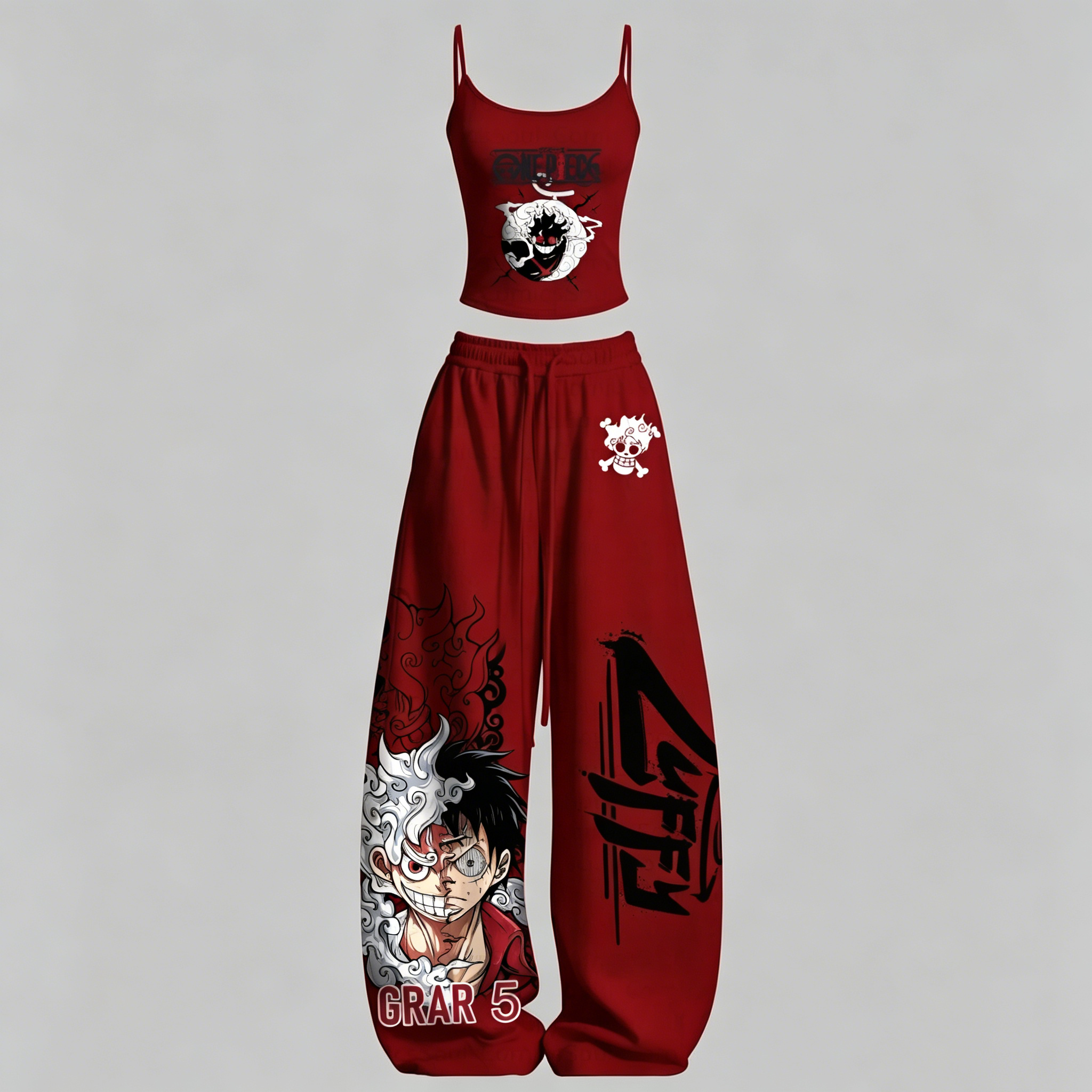 Animescollection One Piece Top & Elasticated Trousers Two-Piece Set
