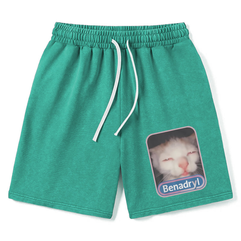 Animescollection Benadryl Meme Cat Washed Shorts