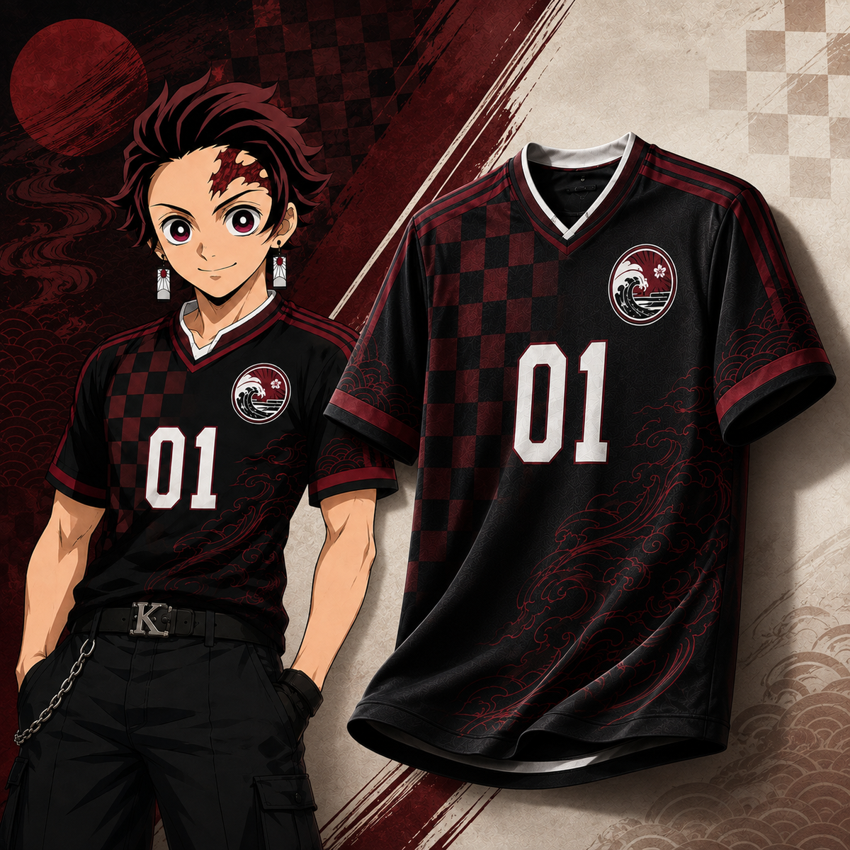 Tanjiro from Demon Slayer - V-neck jersey