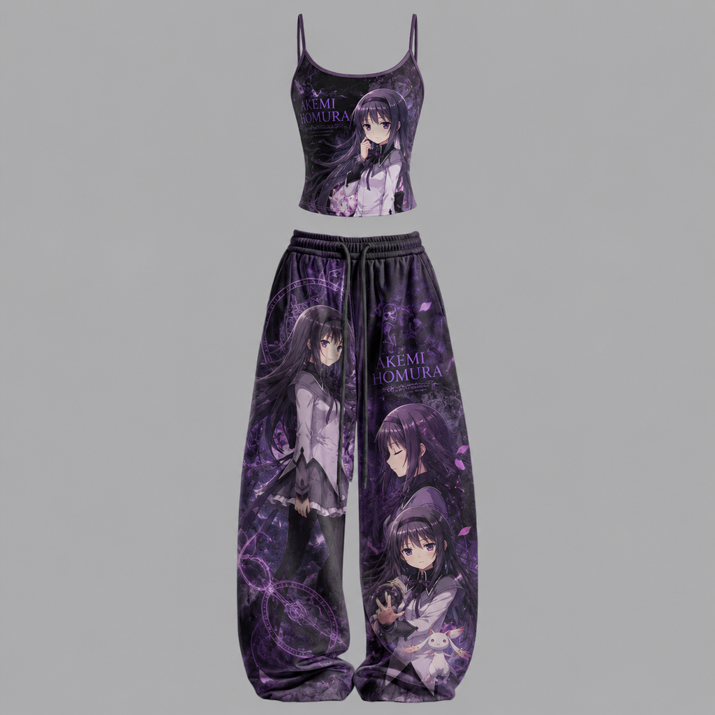 Puella Magi Madoka Magica Women's Top and Elastic-Waist Pants Two-Piece Set