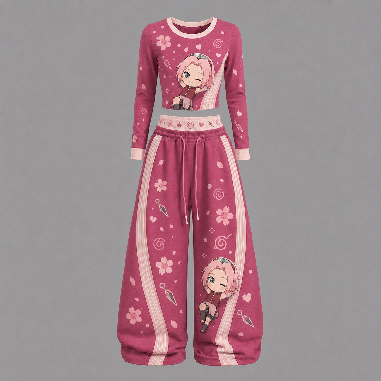 Naruto - Sakura-Long-sleeved double-layer stretch pants set